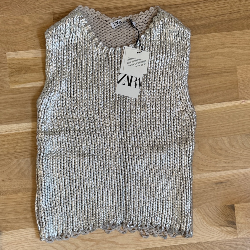 BNWT Zara Metallic Silver Women's Tank Top